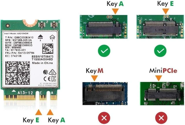 Alt view image 6 of 7 - WiFi 6E Wireless Card AX210 NGW Bluetooth 5.2 Tri-Band 5400Mbps Network Adapter for Laptop Support Windows 10/11 (64bit) M.2/NGFF