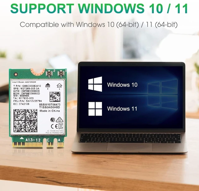 Alt view image 5 of 7 - WiFi 6E Wireless Card AX210 NGW Bluetooth 5.2 Tri-Band 5400Mbps Network Adapter for Laptop Support Windows 10/11 (64bit) M.2/NGFF