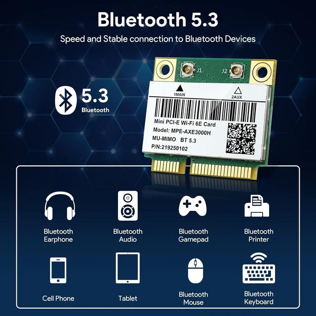 Alt view image 3 of 7 - Intel AX210HMW WiFi Card, Wi-Fi 6E Wireless Card Mini PCIE Interface | Tri-Band Wireless Module for laptop, 802.11AX WiFi Adapter with Bluetooth 5.3, MU-MIMO, Support Windows 11/10 (64bit)/Linux