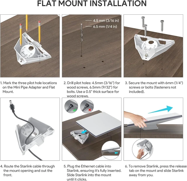 Alt view image 4 of 7 - 2-in-1 Starlink Mini Pipe Adapter & Flat Mount, 2.12" Caliber Mount | Fit for Starlink Mini & Mini X Dish, ABS 54mm Caliber Mount, Fits Pole ( Diameter of 30~54mm ) or Flat Surface Installation