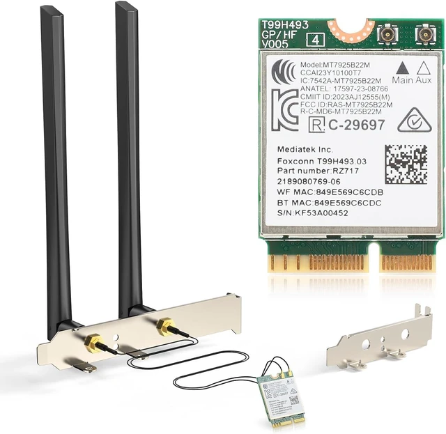 Main image of WiFi 7 Card BE6500 M.2 2230 Wi-Fi 7 Wireless Network Card for Desktop | Bluetooth 5.4 Tri-Band 6G/5G/2.4Ghz OFDMA 802.11be, Compatible with Intel/ AMD Windows 11 (64-Bit) and Linux Kernel 6.7+