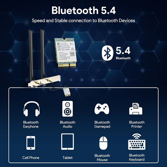 Alt view image 4 of 7 - WiFi 7 Card BE6500 M.2 2230 Wi-Fi 7 Wireless Network Card for Desktop | Bluetooth 5.4 Tri-Band 6G/5G/2.4Ghz OFDMA 802.11be, Compatible with Intel/ AMD Windows 11 (64-Bit) and Linux Kernel 6.7+