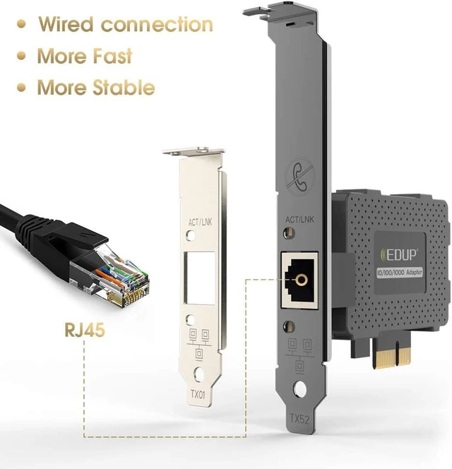Alt view image 4 of 7 - Gigabit Ethernet PCIE Network Card 10/100/1000Mbps Network Adapter | RJ45 LAN Adapter Converter, Ethernet Card for Desktop PC, Support Windows 11 /10 /8.1/ 8/ 7/ 2000/ XP /Vista