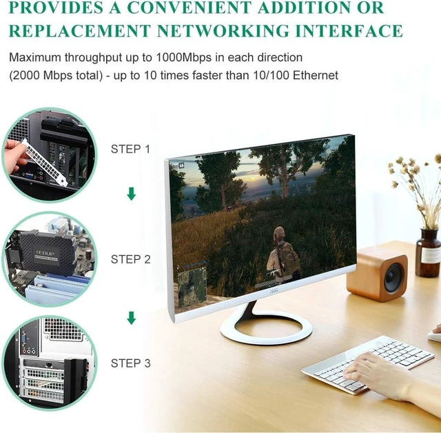 Alt view image 5 of 7 - Gigabit Ethernet PCIE Network Card 10/100/1000Mbps Network Adapter | RJ45 LAN Adapter Converter, Ethernet Card for Desktop PC, Support Windows 11 /10 /8.1/ 8/ 7/ 2000/ XP /Vista