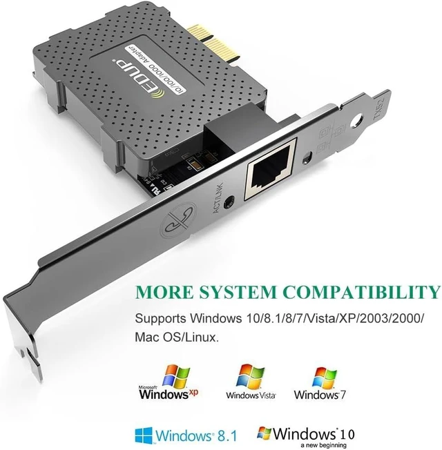 Alt view image 2 of 7 - Gigabit Ethernet PCIE Network Card 10/100/1000Mbps Network Adapter | RJ45 LAN Adapter Converter, Ethernet Card for Desktop PC, Support Windows 11 /10 /8.1/ 8/ 7/ 2000/ XP /Vista