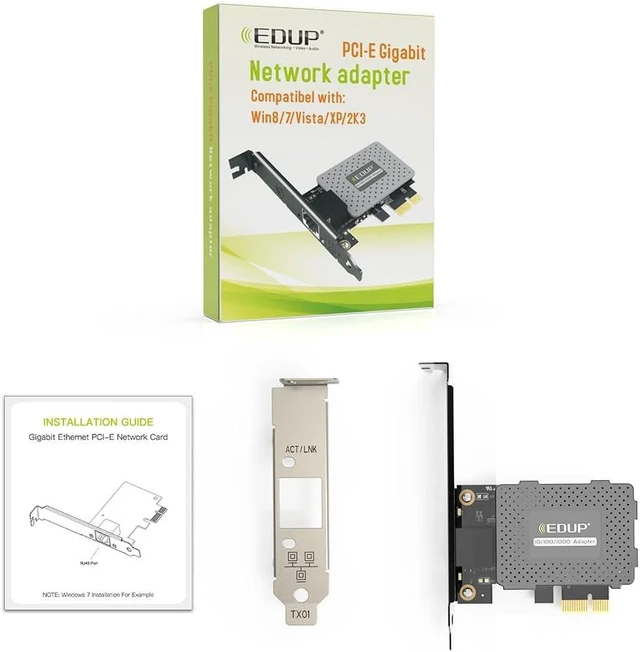 Alt view image 7 of 7 - Gigabit Ethernet PCIE Network Card 10/100/1000Mbps Network Adapter | RJ45 LAN Adapter Converter, Ethernet Card for Desktop PC, Support Windows 11 /10 /8.1/ 8/ 7/ 2000/ XP /Vista
