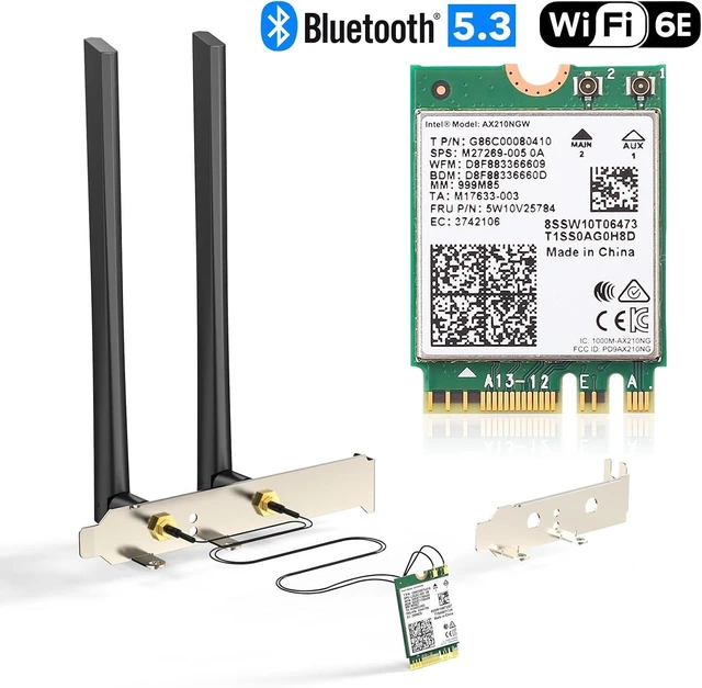 Alt view image 5 of 7 - AX210NGW WiFi Card Wi-Fi 6E Network Card 6G/ 5G/ 2.4GHz M.2/NGFF 2230 | Bluetooth 5.3 Tri-Band AX5400M, Supports Windows 11/10 (64-Bit), Includes Ipex Cable, 5dBi Antennas and Low-Profile Brackets