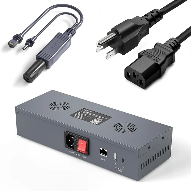 Main image of 5-in-1 Starlink Mini/Mini X AC PoE Injector 180W & Splitter Kit | Starlink Mini PoE with USB C Power Outputs and DC Step-Up Converter, AC 110-260V to DC 48V/3A, GigE Passive & ESD Protection