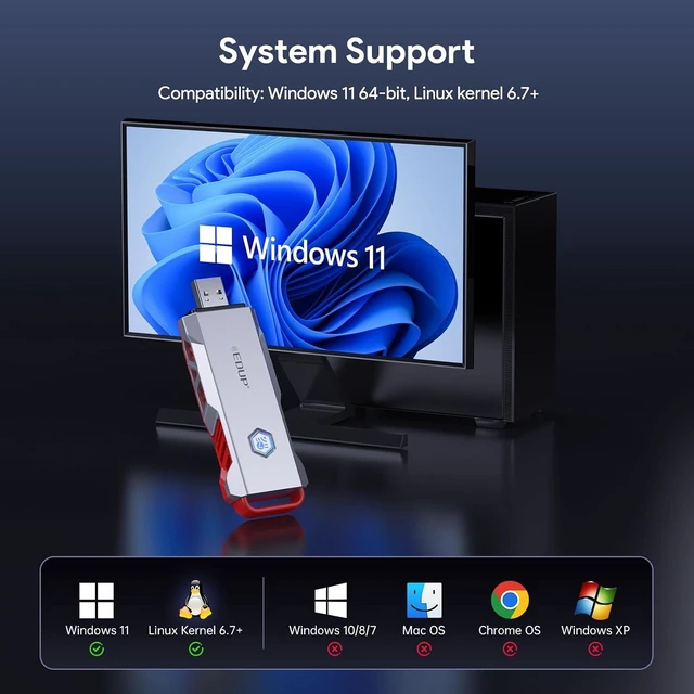 Alt view image 4 of 7 - USB WiFi 7 Adapter for PC, USB 3.0 Wi-Fi 7 Dongle BE6500Mbps | Tri-Band 6GHz/5GHz/2.4GHz Wireless Network Adapter, WiFi 7 Network Card, Compatible with Windows 11 & Linux Kernel 6.7+