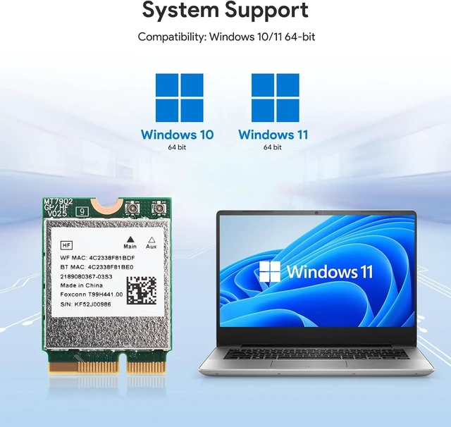 Alt view image 3 of 7 - WiFi 6E Card M.2 2230 Wi-Fi 6E Wireless Network Card for Laptop | Bluetooth 5.3 Tri-Band 2.4G/5G/6G, Up to 2400Mbps, for Laptop & Mini PC, Compatible with Windows 10/11