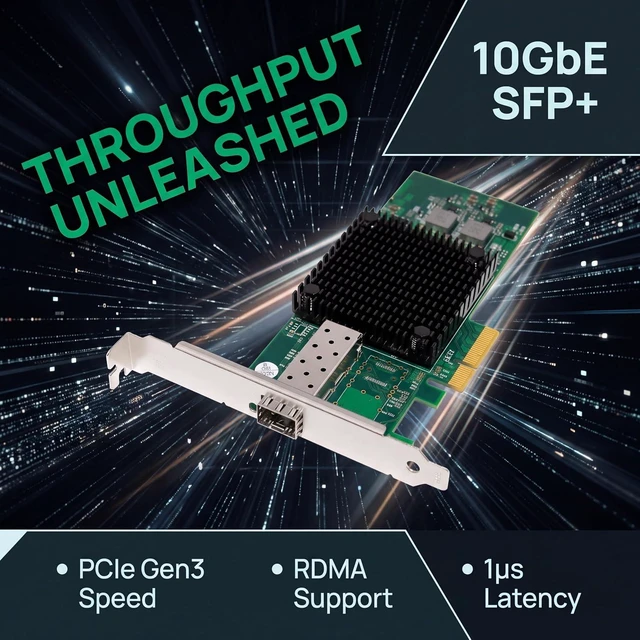 Alt view image 5 of 7 - 10Gb SFP+ PCI-e 3.0 Network Card, with Mellanox ConnectX-3 Controller, 10Gbps Ethernet Adapter, 10Gbe 10G NIC Card, Support Windows/Windows Server/VMware/Remote Wake-UP/PXE/UEFI