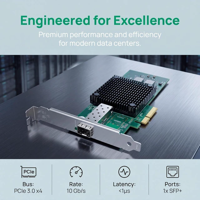 Alt view image 6 of 7 - 10Gb SFP+ PCI-e 3.0 Network Card, with Mellanox ConnectX-3 Controller, 10Gbps Ethernet Adapter, 10Gbe 10G NIC Card, Support Windows/Windows Server/VMware/Remote Wake-UP/PXE/UEFI