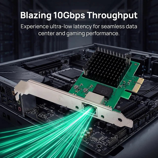 Alt view image 7 of 7 - 10Gbps PCIe Network Card with RTL8127AT Chip Multi-Giga-bit Ethernet Adapter (10G/5G/2.5G/1G/100Mbps) PCIe 4.0 X1 NIC, RJ45 LAN Controller with PXE Boot, Low Profile Bracket for Windows/Linux
