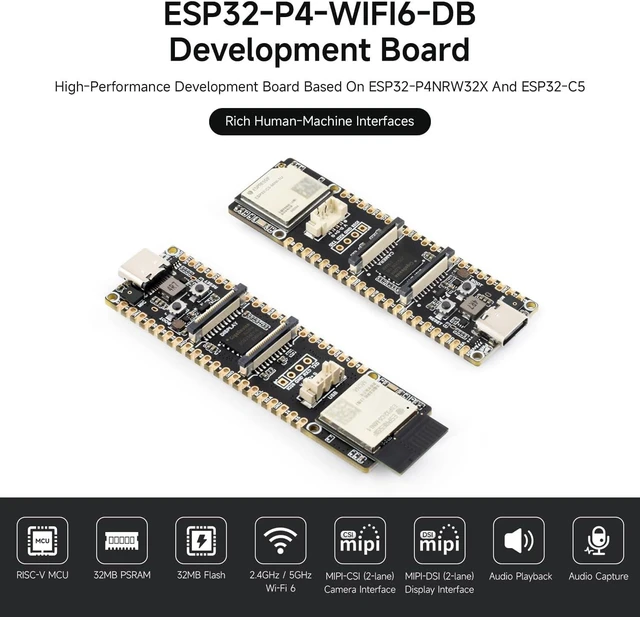 Alt view image 3 of 7 - Waveshare ESP32-P4 Dual-Core RISC-V Dev Board, PCB Antenna, KIT A | With Integrated ESP32-C5, Supporting 2.4GHz & 5GHz Wi-Fi 6, Secure Encryption, And AI Voice Interaction