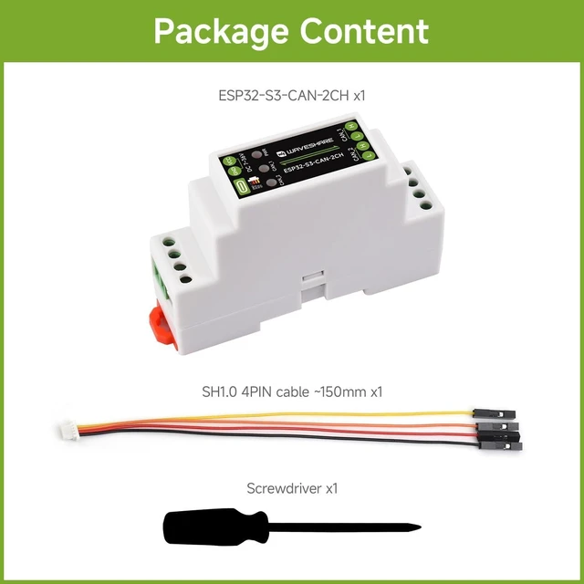 Alt view image 2 of 7 - Waveshare ESP32-S3 Control Board with 2-Ch CAN, On Board Antenna | Supports Wi-Fi / BLT, built-in power isolation and digital isolation protection circuits