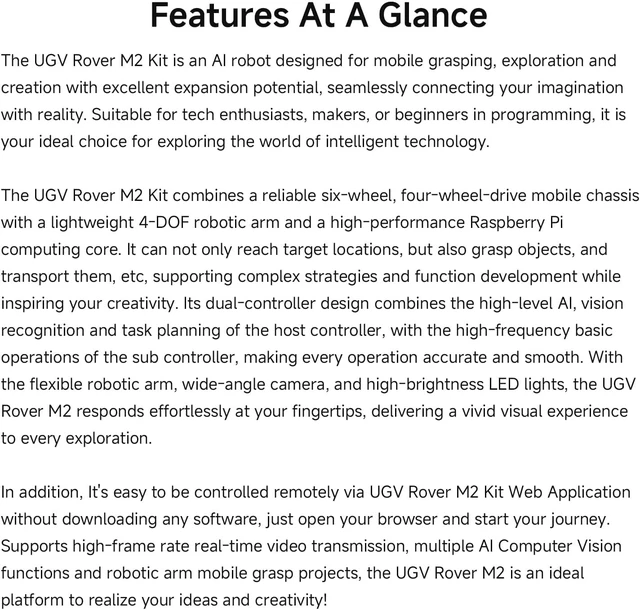 Alt view image 6 of 7 - waveshare UGV Rover M2 6 Wheels 4WD AI Robot, for RPi 4B (Not Included) | Open Source, With 4-DOF High-Torque Robotic Arm, Based On ROS 2, Supports MoveIt And Line-Following Grasping