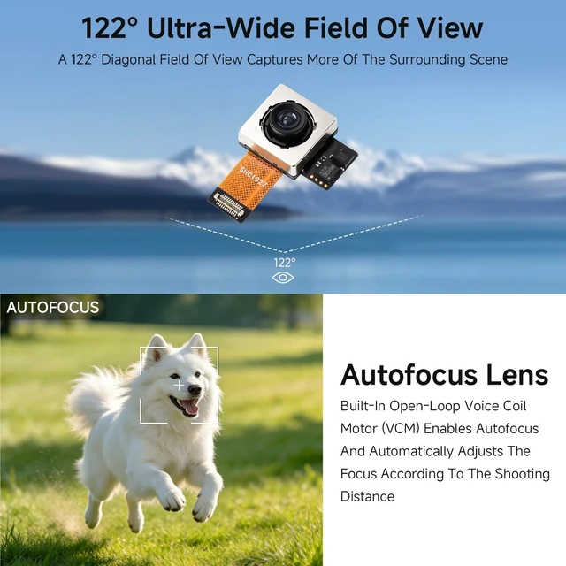 Alt view image 5 of 7 - Waveshare IMX563 12MP OIS Camera Module, 122° Wide-Angle Lens | Autofocus, Dual-Axis Optical Image Stabilization (OIS), 4Lane MIPI CSI-2 Interface