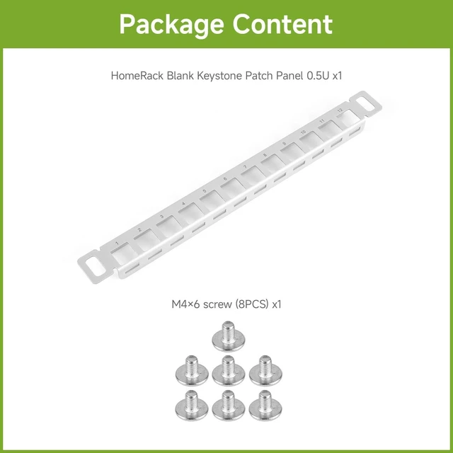 Alt view image 2 of 7 - Waveshare HomeRack 10inch Cabinet Acce-0.5U 12-Port Blank Patch Panel | HomeRack Blank Keystone Patch Panel 0.5U