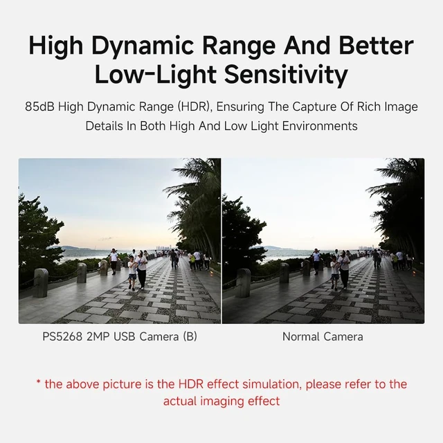 Alt view image 5 of 7 - Waveshare PS5268 2MP M12 Camera Module with USB 2.0 Header | high dynamic range, rolling shutter, onboard dual microphones