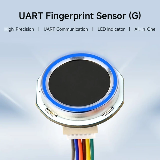 Alt view image 3 of 7 - Waveshare Round-Shaped All-in-One Capacitive Fingerprint Sensor G Type | Onboard LED indicator, 192 × 192 Image Pixels, Commercial Fingerprinting Algorithm, UART Communication, Compact Size