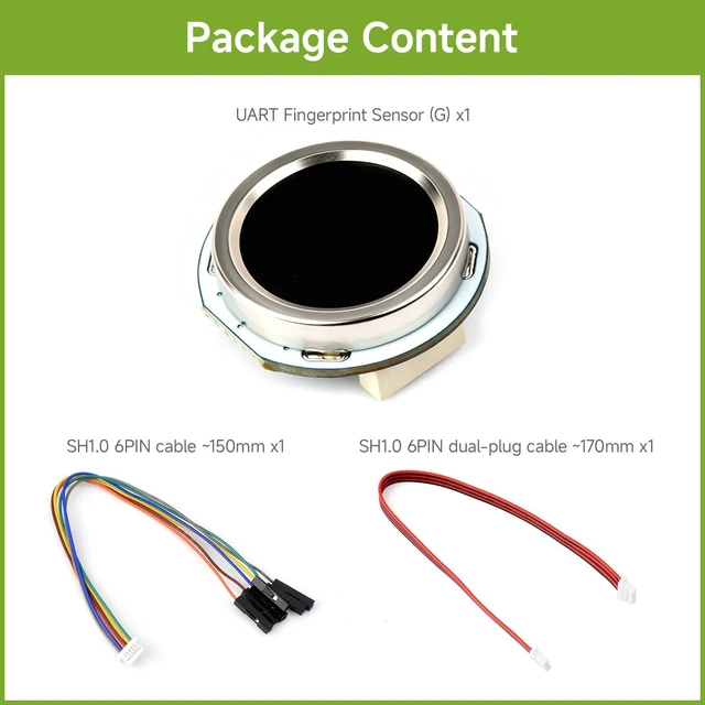 Alt view image 2 of 7 - Waveshare Round-Shaped All-in-One Capacitive Fingerprint Sensor G Type | Onboard LED indicator, 192 × 192 Image Pixels, Commercial Fingerprinting Algorithm, UART Communication, Compact Size