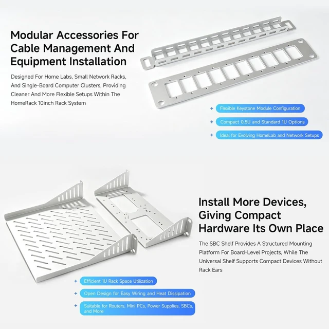 Alt view image 6 of 7 - Waveshare HomeRack 10inch Cabinet Acce-1U Blank Panel | HomeRack Blank Panel 1U