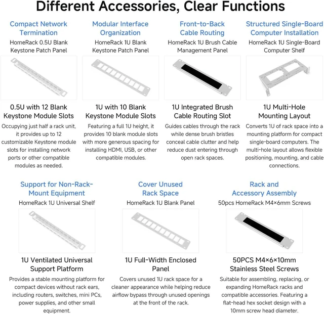 Alt view image 7 of 7 - Waveshare HomeRack 10inch Cabinet Acce-1U Blank Panel | HomeRack Blank Panel 1U