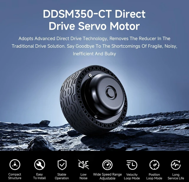 Alt view image 3 of 7 - Waveshare DDSM350-CT High-Speed Direct-Drive Servo Motor+ Integrated Driver | 350rpm, CAN + TTL232 Communication