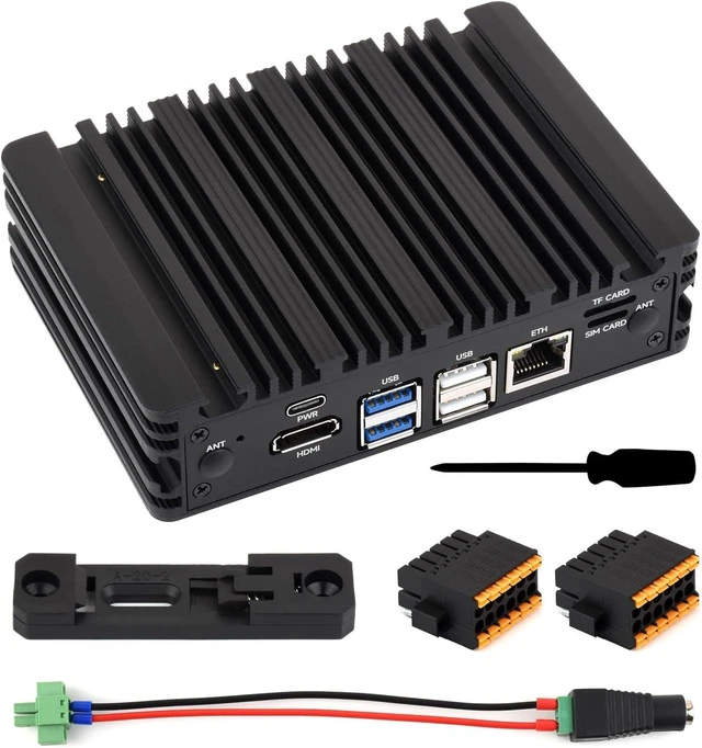 Main image of Waveshare Industrial Computer, Compatible with RPi CM5, 4 X RS485 | 1000M Ethernet RJ45 port, Supports RS485 And 4G/5G Communication, with aluminum alloy heat dissipation case