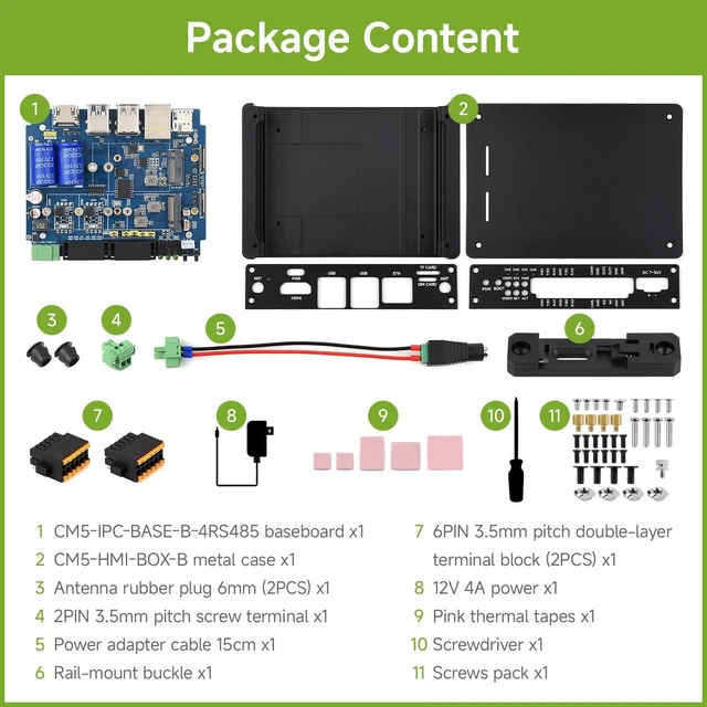 Alt view image 2 of 7 - Waveshare Industrial Computer, Compatible with RPi CM5, 4 X RS485 | 1000M Ethernet RJ45 port, Supports RS485 And 4G/5G Communication, with aluminum alloy heat dissipation case