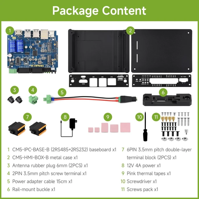 Alt view image 2 of 7 - Waveshare Industrial Computer Compatible with RPi CM5,2 x RS485 + 2 x RS232 | 1000M Ethernet RJ45 port, Supports RS485 And 4G/5G Communication, with aluminum alloy heat dissipation case