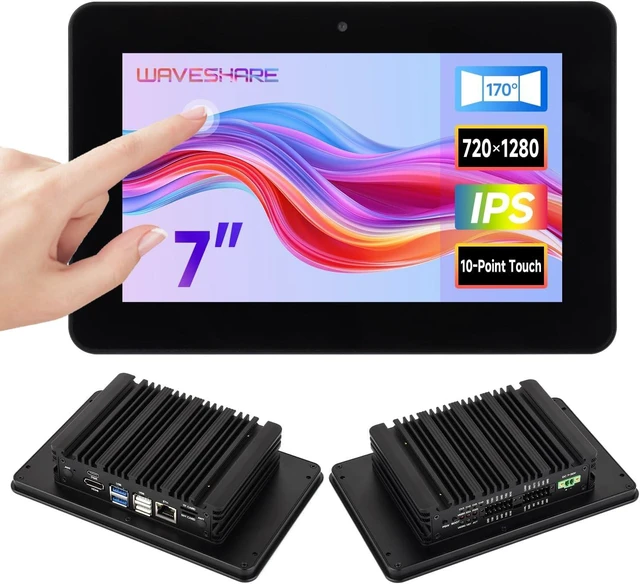 Main image of Waveshare Industrial HMI All-in-One Touch Display for RPi CM5, 7inch LCD | 10-Point Touch, Optical bonding toughened glass panel, 5MP front camera, supports RS485 Industrial and 4G/5G Communication