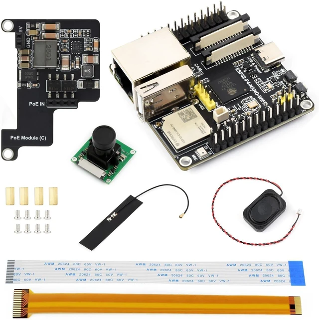 Main image of Waveshare ESP32-P4-NANO-WIFI6-DB Development Board, Package C | Bundle with PoE module, RPi camera, speaker and antenna, RISC-V Dual-Core 400MHz + Single-Core 40MHz, Dual-Band Wi-Fi 6&BLE 5