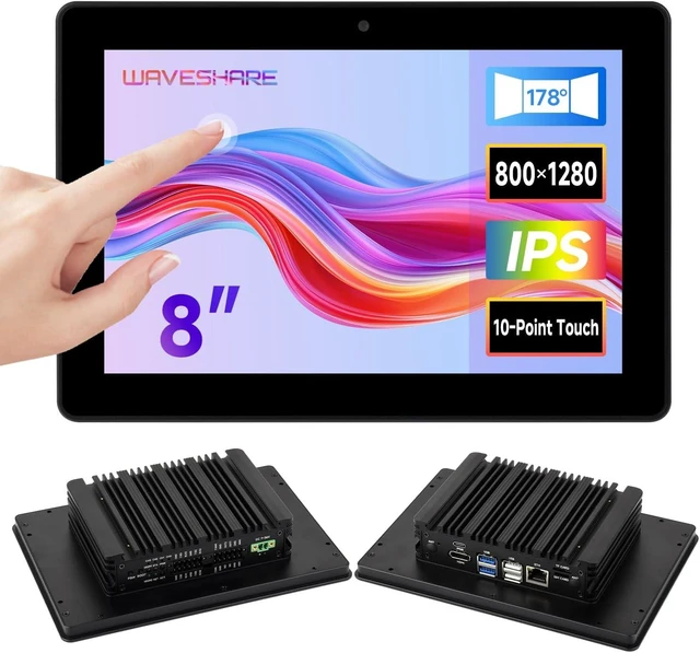 Main image of Waveshare Industrial HMI All-in-One Touch Display for RPi CM5, 8inch LCD | 10-Point Touch, Optical bonding toughened glass panel, 5MP front camera, supports RS485 Industrial and 4G/5G Communication