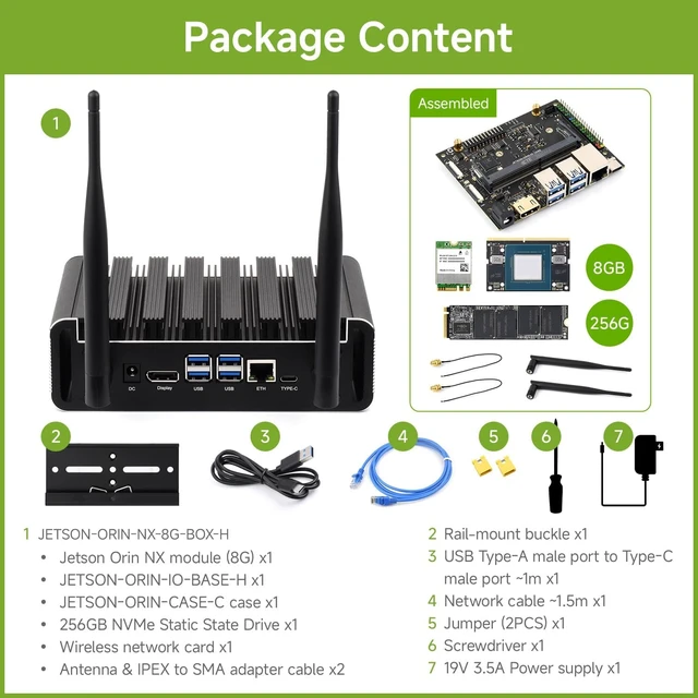 Alt view image 2 of 7 - Waveshare Passive Cooling Case Kit,with Jetson-ORIN-IO-Base-H,Orin NX 8GB | Aluminum Alloy Cooling Case, Onboard Power Button With Indicator rich interfaces, M.2, Display, USB, and Ethernet ports