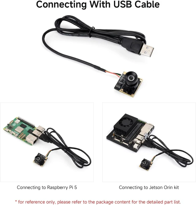 Alt view image 4 of 6 - Waveshare OS05A20 5MP USB Camera Module Type C, Supports USB2.0 Type-C Port | onboard single microphone, 91.7° FOV distortion-free lens
