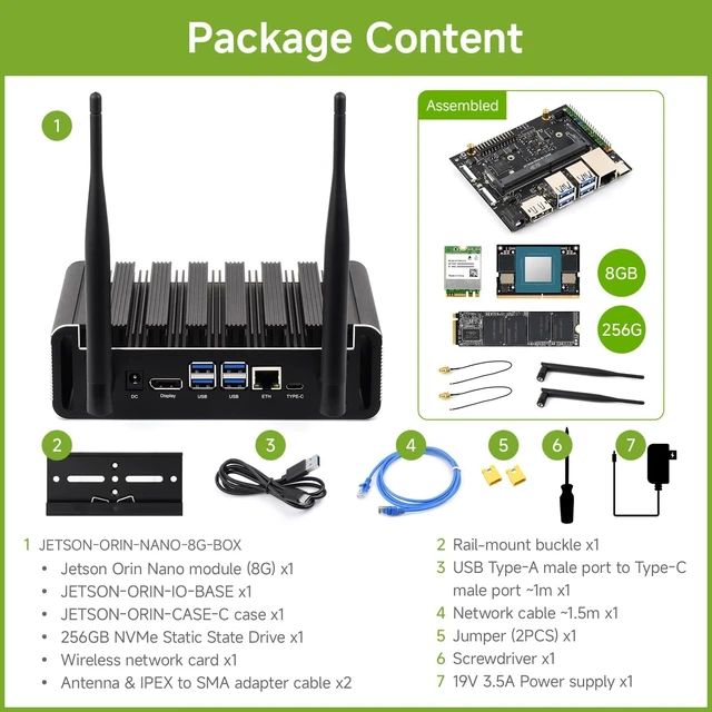 Alt view image 2 of 7 - Waveshare Passive Cooling Case Kit,with Jetson-ORIN-IO-Base,Orin Nano 8GB | Aluminum Alloy Cooling Case, Onboard Power Button With Indicator rich interfaces, M.2, Display, USB, and Ethernet ports