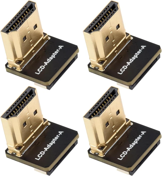 Main image of waveshare HDMI Adapters, for DIY HDMI Cable, Vertical B, 4PCS | HDMI Vertical B, HDMI Male Plug To Female Connector, 16.0 × 15.0 × 14.3mm