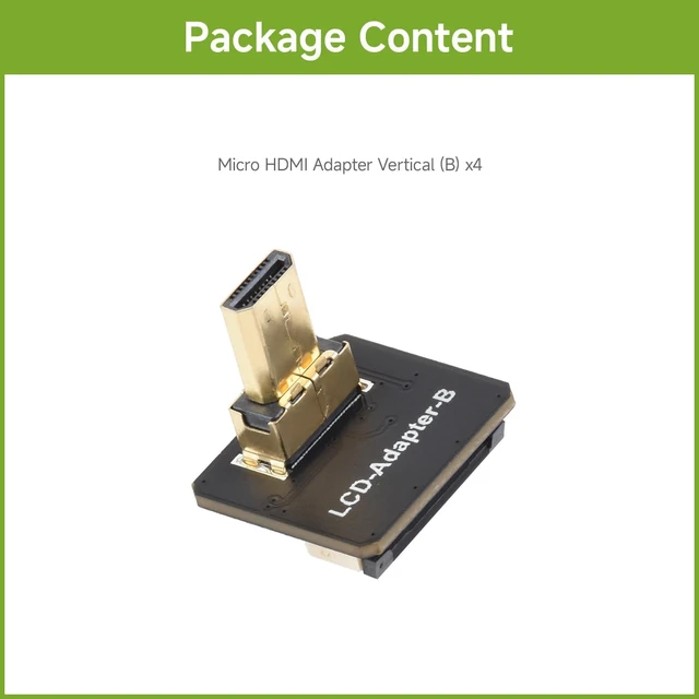 Alt view image 2 of 6 - Waveshare Mirco HDMI Adapters, for DIY HDMI Cable, Vertical B, 4PCS | Micro HDMI Vertical B, Micro HDMI Male Plug To Female Connector, 16.0 × 14.5 × 12.5mm