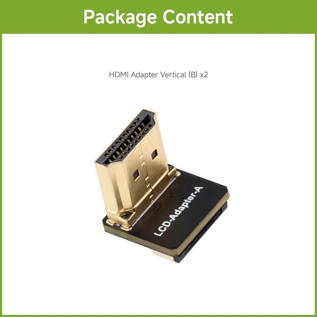 Alt view image 2 of 6 - waveshare HDMI Adapters, for DIY HDMI Cable, Vertical B, 2PCS | HDMI Vertical B, HDMI Male Plug To Female Connector, 16.0 × 15.0 × 14.3mm
