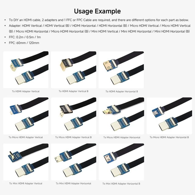 Alt view image 5 of 6 - waveshare HDMI Adapters, for DIY HDMI Cable, Vertical B, 4PCS | HDMI Vertical B, HDMI Male Plug To Female Connector, 16.0 × 15.0 × 14.3mm