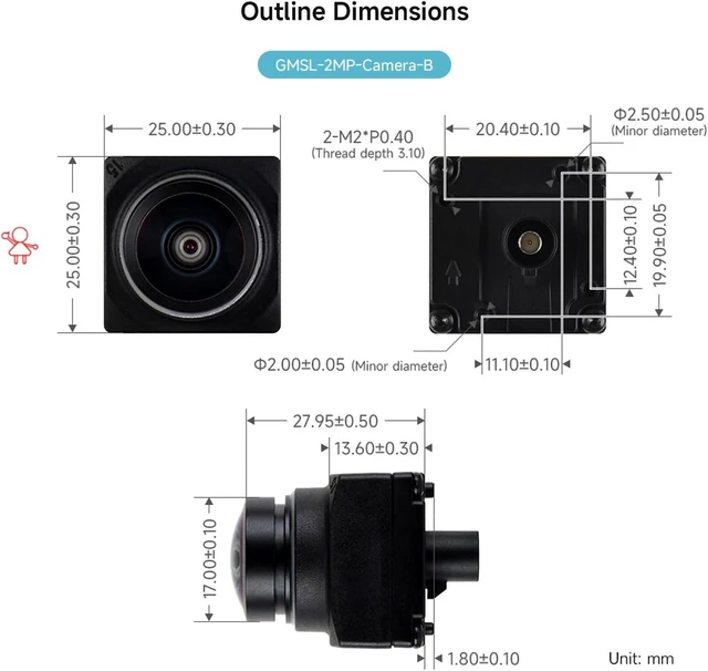 Alt view image 7 of 7 - Waveshare 2MP GMSL Camera Module, 118.4°FOV, Automotive-Grade Image Sensor | Built-in ISP, AA Lens, IP67 Protection Degree And More Durable, 2MP, IP67 Water-resistant