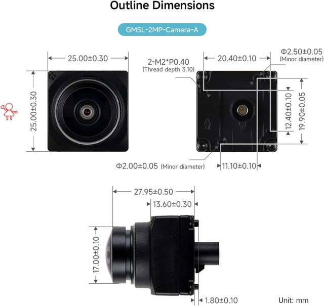 Alt view image 6 of 7 - Waveshare 2MP GMSL Camera Module, 118.4°FOV, Automotive-Grade Image Sensor | Built-in ISP, AA Lens, IP67 Protection Degree And More Durable, 2MP, IP67 Water-resistant