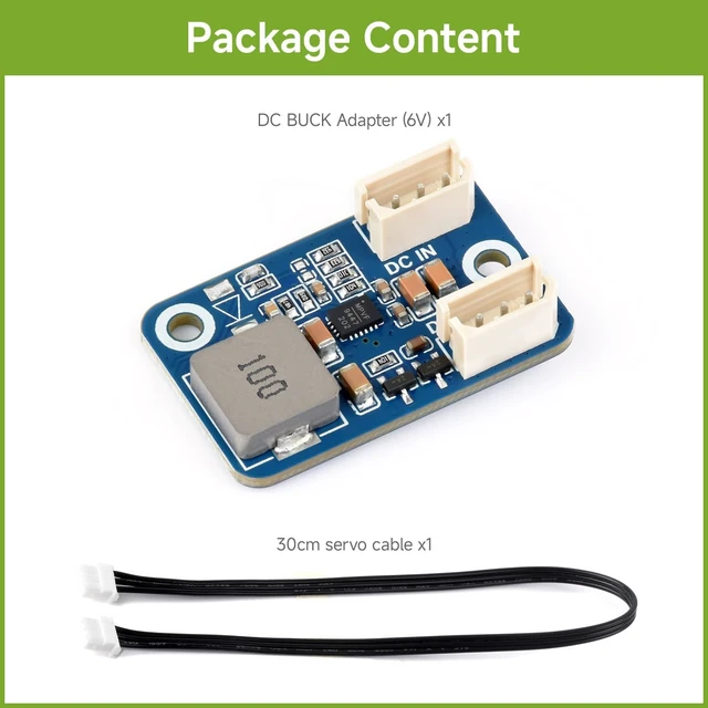 Alt view image 2 of 4 - Waveshare Serial Bus Servo DC Buck Adapter, Mini Module, 6V Buck Regulator | Design for Serial Bus Servos, Easy to Use, 9 ~ 36V wide voltage input for more flexible project power selection
