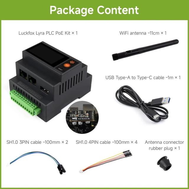 Alt view image 2 of 7 - Waveshare Luckfox Lyra Programmable Logic Controller, with PoE Functional | Based On RK3506B With Triple-Core ARM Cortex-A7, Onboard 1.9inch LCD Touchscreen And Dual 100Mbps Ethernet Ports