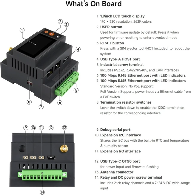 Alt view image 7 of 7 - Waveshare Luckfox Lyra Programmable Logic Controller, with PoE Functional | Based On RK3506B With Triple-Core ARM Cortex-A7, Onboard 1.9inch LCD Touchscreen And Dual 100Mbps Ethernet Ports