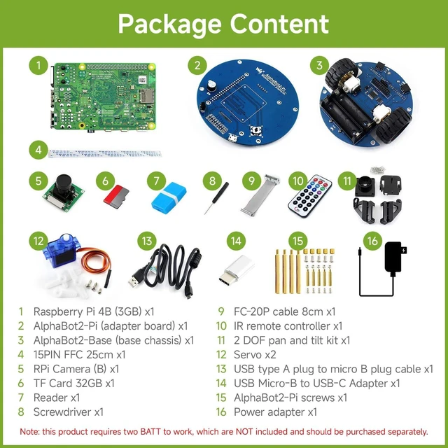 Alt view image 2 of 5 - Waveshare AlphaBot2 Wireless Video Smart Robot, Comes with PI4B-3GB | AlphaBot2 Wireless Video Smart Robot, obstacle avoidance, line tracking, wireless remote control, video monitoring...