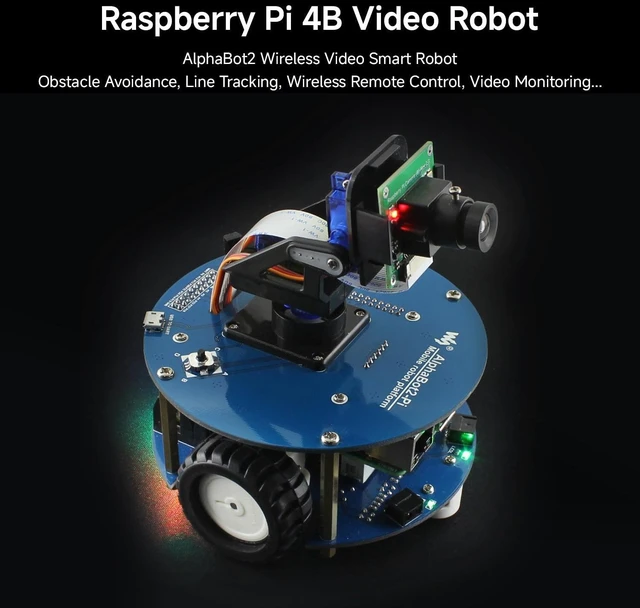 Alt view image 3 of 5 - Waveshare AlphaBot2 Wireless Video Smart Robot, Comes with PI4B-3GB | AlphaBot2 Wireless Video Smart Robot, obstacle avoidance, line tracking, wireless remote control, video monitoring...