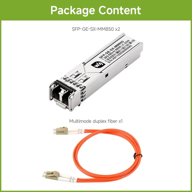 Alt view image 2 of 5 - Waveshare Giga-bit SFP Optical Transceiver, LC, Multi-Mode Dual-Fiber | Supports Hot-Swappable Operation, Plug-and-Play