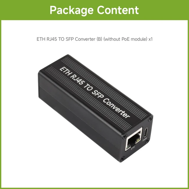 Alt view image 2 of 5 - Waveshare Giga-bit auto-Negotiation SFP Fiber-to-Ethernet Converter | RTL8213B controller chip, supports 1.25Gbps optical transceiver, onboard status indicators